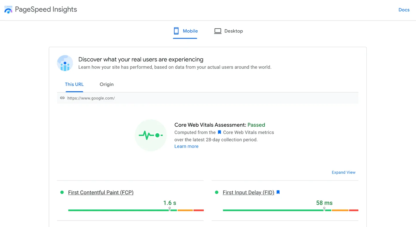 Core Web Vitals i PageSpeed Insights