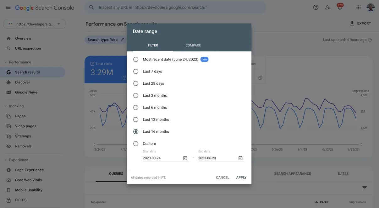 Resultatrapporten i Search Console