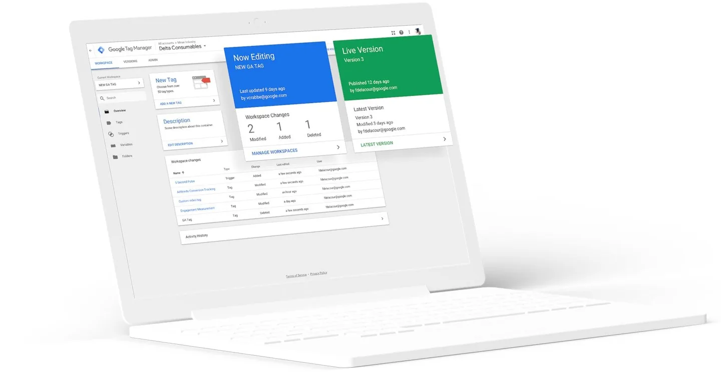 En arbetsyta i Google Tag Manager